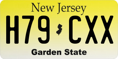 NJ license plate H79CXX