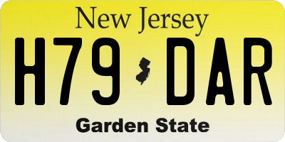 NJ license plate H79DAR