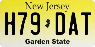 NJ license plate H79DAT