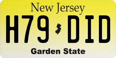 NJ license plate H79DID