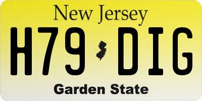 NJ license plate H79DIG