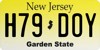 NJ license plate H79DOY