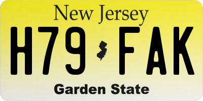 NJ license plate H79FAK