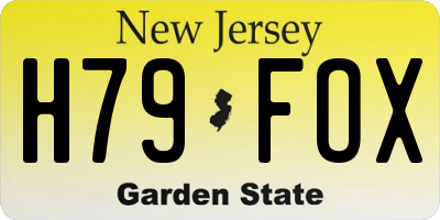 NJ license plate H79FOX