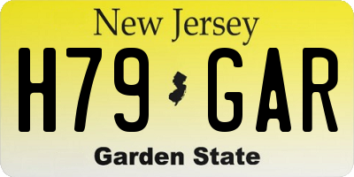 NJ license plate H79GAR