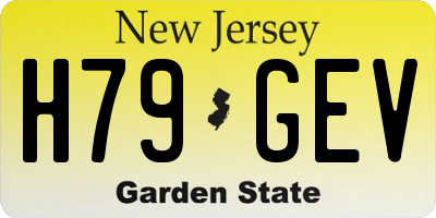 NJ license plate H79GEV