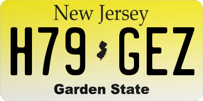 NJ license plate H79GEZ