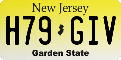 NJ license plate H79GIV