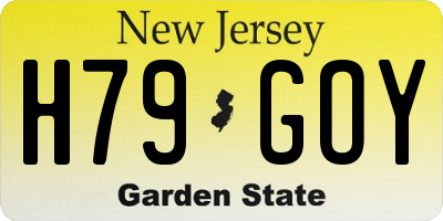 NJ license plate H79GOY