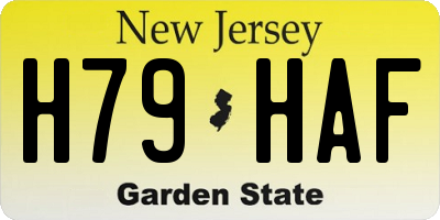 NJ license plate H79HAF