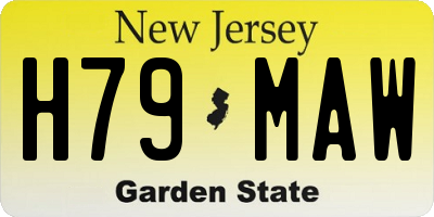 NJ license plate H79MAW
