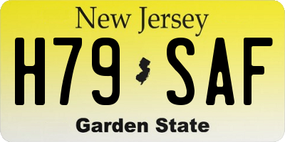 NJ license plate H79SAF