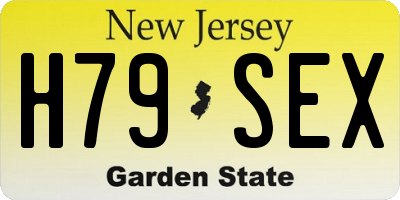 NJ license plate H79SEX