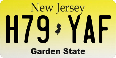 NJ license plate H79YAF