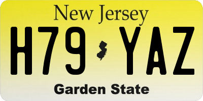 NJ license plate H79YAZ