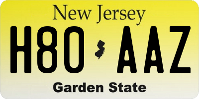 NJ license plate H80AAZ