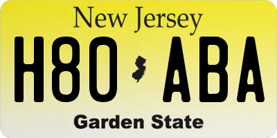 NJ license plate H80ABA