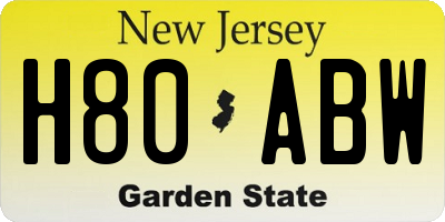 NJ license plate H80ABW