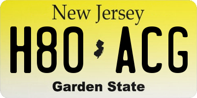 NJ license plate H80ACG