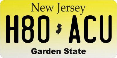 NJ license plate H80ACU