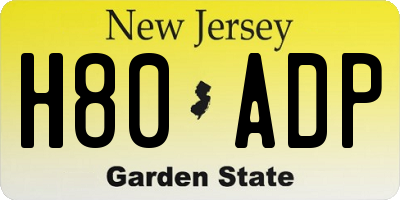 NJ license plate H80ADP
