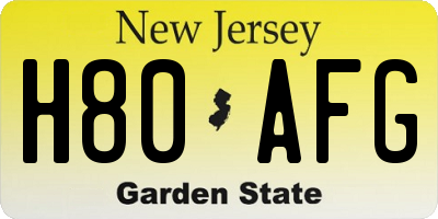 NJ license plate H80AFG