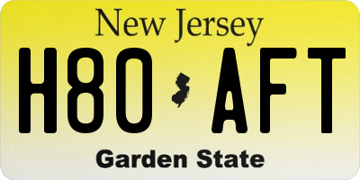 NJ license plate H80AFT