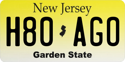NJ license plate H80AGO