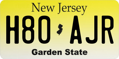 NJ license plate H80AJR