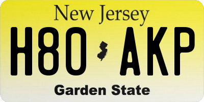 NJ license plate H80AKP