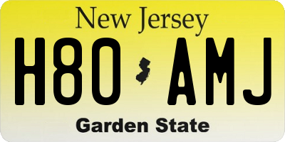 NJ license plate H80AMJ