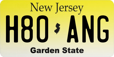 NJ license plate H80ANG