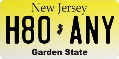 NJ license plate H80ANY