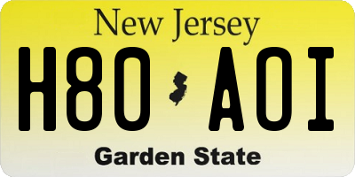 NJ license plate H80AOI
