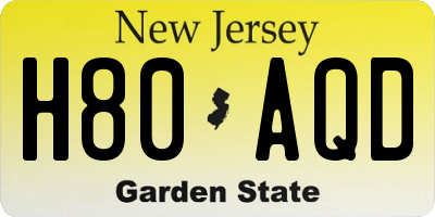 NJ license plate H80AQD