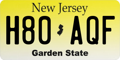 NJ license plate H80AQF