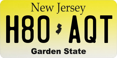 NJ license plate H80AQT