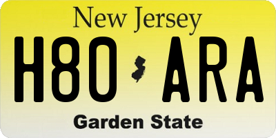 NJ license plate H80ARA