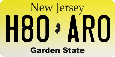 NJ license plate H80ARO