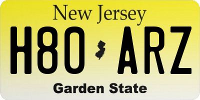 NJ license plate H80ARZ