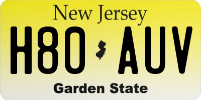 NJ license plate H80AUV