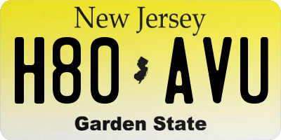 NJ license plate H80AVU