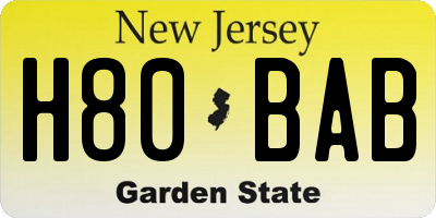 NJ license plate H80BAB