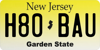 NJ license plate H80BAU