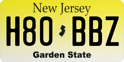 NJ license plate H80BBZ