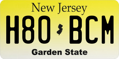 NJ license plate H80BCM