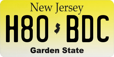 NJ license plate H80BDC