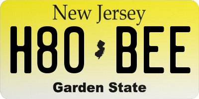NJ license plate H80BEE