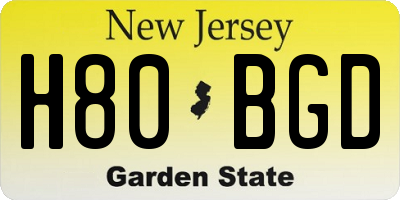 NJ license plate H80BGD