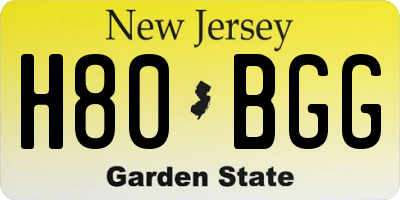 NJ license plate H80BGG